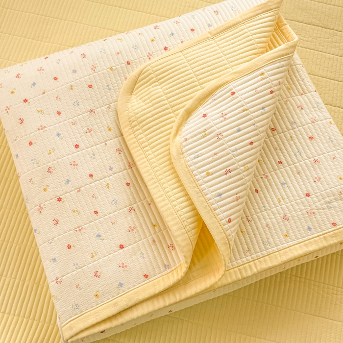 91家纺网 家纺一手货源 找家纺 家喜爱 2026新款木棉皱皱纱床盖（可提供买家秀） 黄色小花