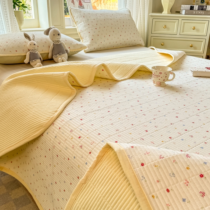 91家纺网 家纺一手货源 找家纺 家喜爱 2026新款木棉皱皱纱床盖（可提供买家秀） 黄色小花