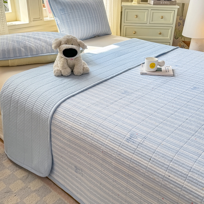 91家纺网 家纺一手货源 找家纺 家喜爱 2026新款木棉皱皱纱床盖（可提供买家秀） 蓝调蝴蝶结