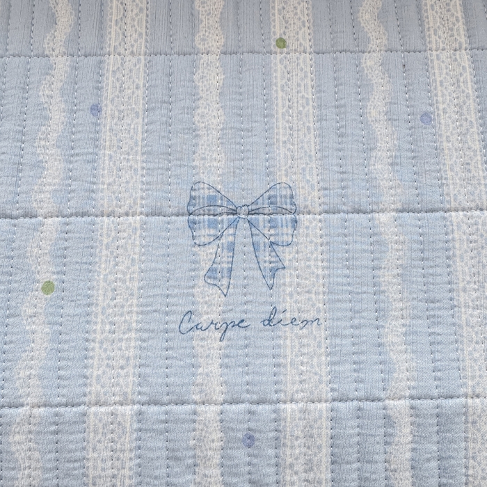 91家纺网 家纺一手货源 找家纺 家喜爱 2026新款木棉皱皱纱床盖（可提供买家秀） 蓝调蝴蝶结