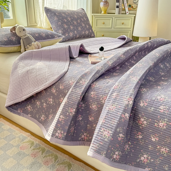 91家纺网 家纺一手货源 找家纺 家喜爱 2026新款木棉皱皱纱床盖（可提供买家秀） 暮夏蔷薇