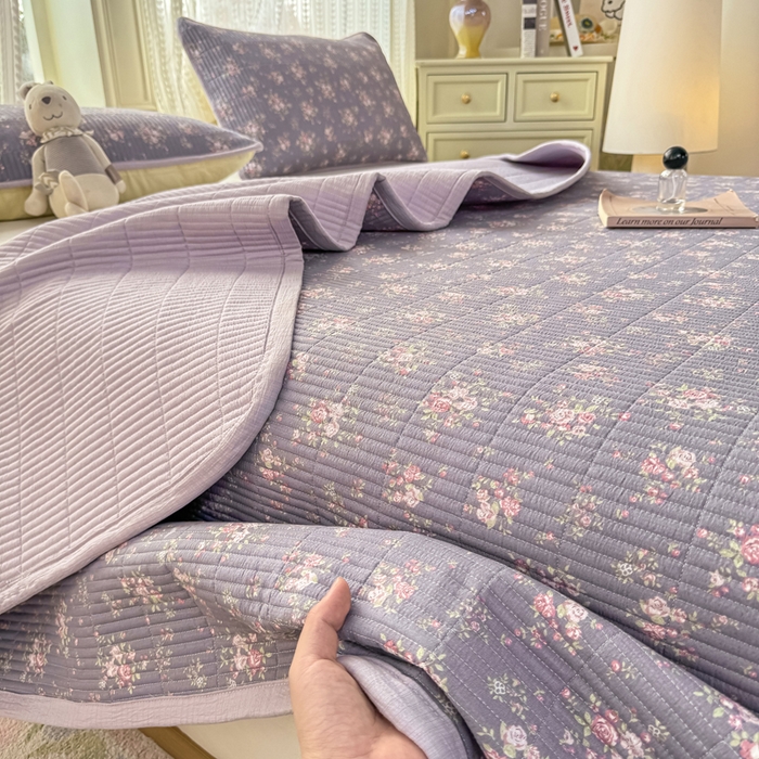 91家纺网 家纺一手货源 找家纺 家喜爱 2026新款木棉皱皱纱床盖（可提供买家秀） 暮夏蔷薇