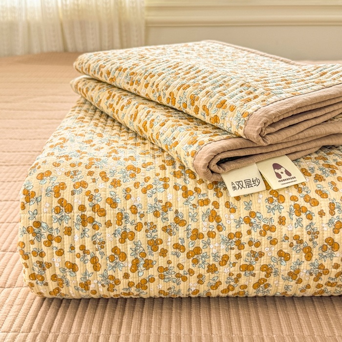 家喜爱 2026新款木棉皱皱纱床盖（可提供买家秀） 柿柿如意