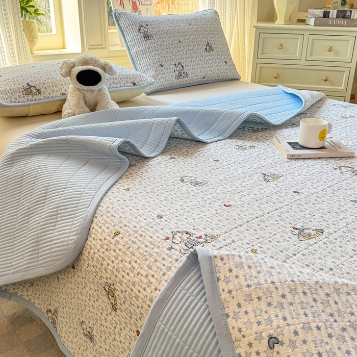 91家纺网 家纺一手货源 找家纺 家喜爱 2026新款木棉皱皱纱床盖（可提供买家秀） 星愿小狗