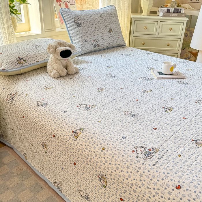 91家纺网 家纺一手货源 找家纺 家喜爱 2026新款木棉皱皱纱床盖（可提供买家秀） 星愿小狗