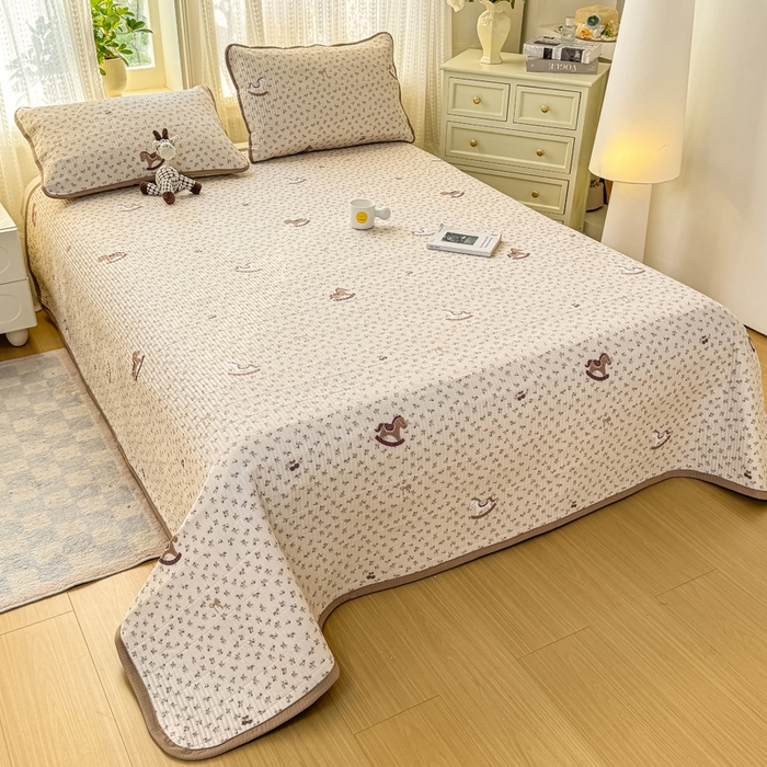 91家纺网 家纺一手货源 找家纺 家喜爱 2026新款木棉皱皱纱床盖（可提供买家秀） 摇马花野