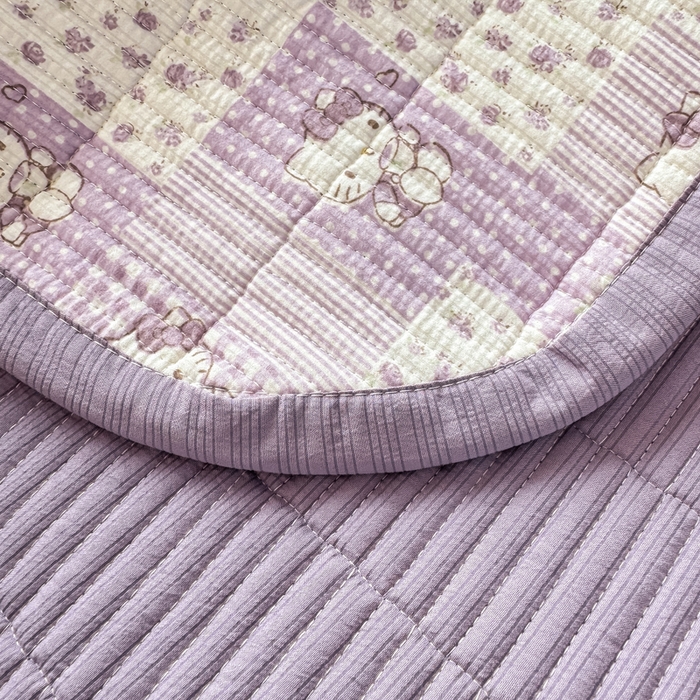 91家纺网 家纺一手货源 找家纺 家喜爱 2026新款木棉皱皱纱床盖（可提供买家秀） 紫格Kitty