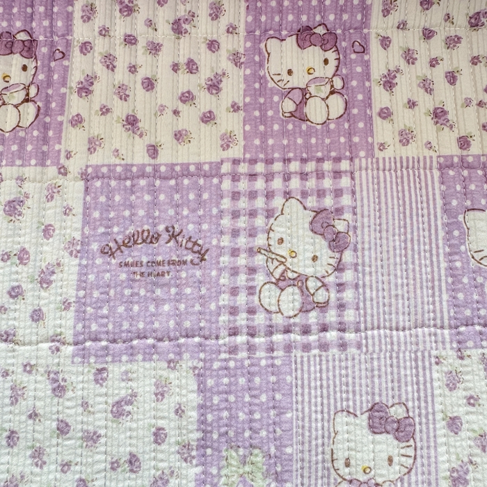 91家纺网 家纺一手货源 找家纺 家喜爱 2026新款木棉皱皱纱床盖（可提供买家秀） 紫格Kitty