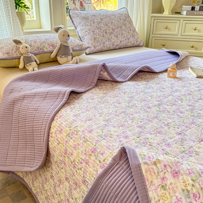 91家纺网 家纺一手货源 找家纺 家喜爱 2026新款木棉皱皱纱床盖（可提供买家秀） 紫雾玫瑰