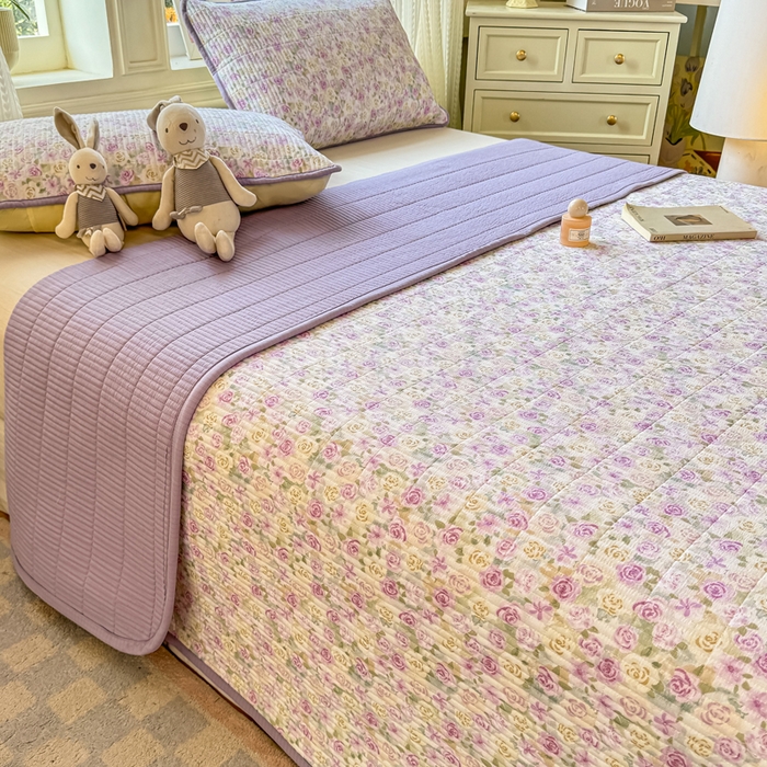 91家纺网 家纺一手货源 找家纺 家喜爱 2026新款木棉皱皱纱床盖（可提供买家秀） 紫雾玫瑰