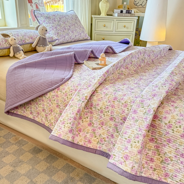 91家纺网 家纺一手货源 找家纺 家喜爱 2026新款木棉皱皱纱床盖（可提供买家秀） 紫雾玫瑰