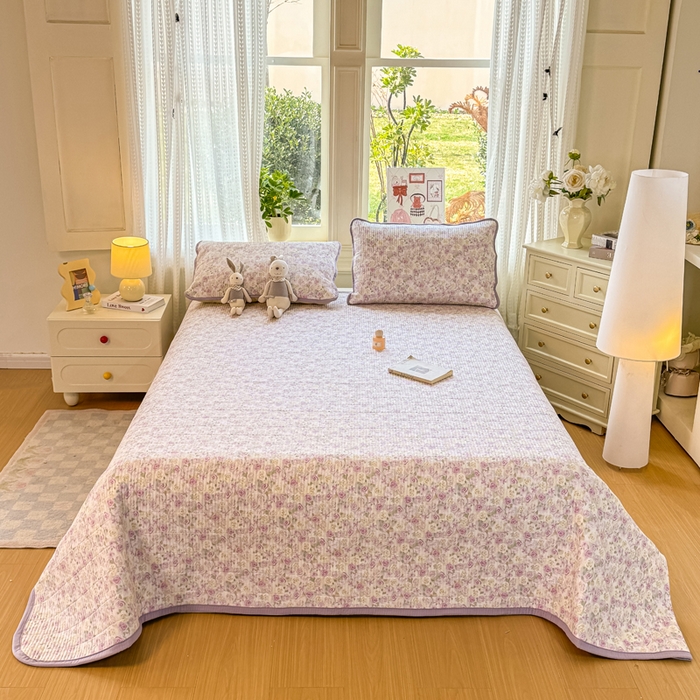 91家纺网 家纺一手货源 找家纺 家喜爱 2026新款木棉皱皱纱床盖（可提供买家秀） 紫雾玫瑰