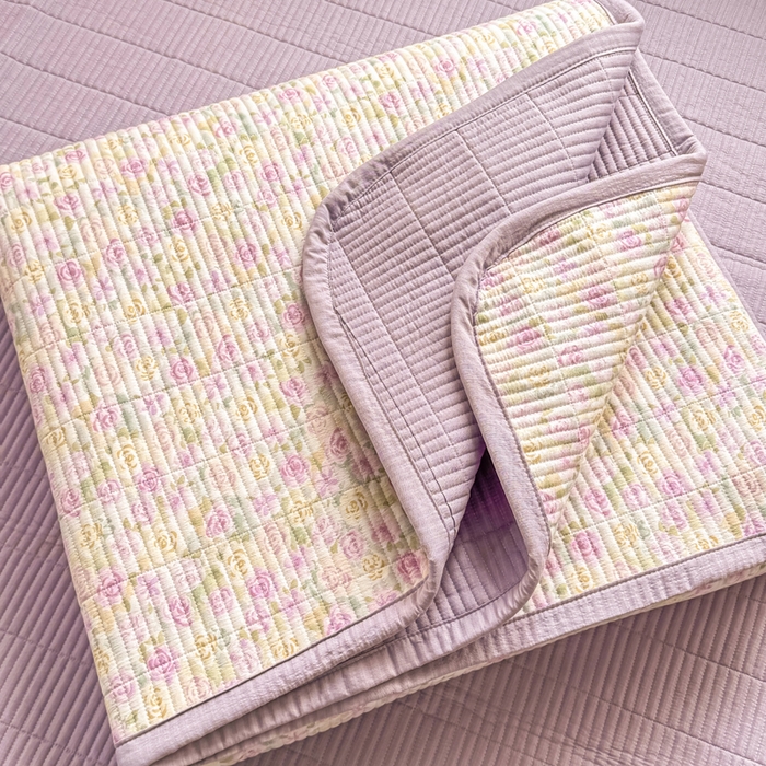 91家纺网 家纺一手货源 找家纺 家喜爱 2026新款木棉皱皱纱床盖（可提供买家秀） 紫雾玫瑰