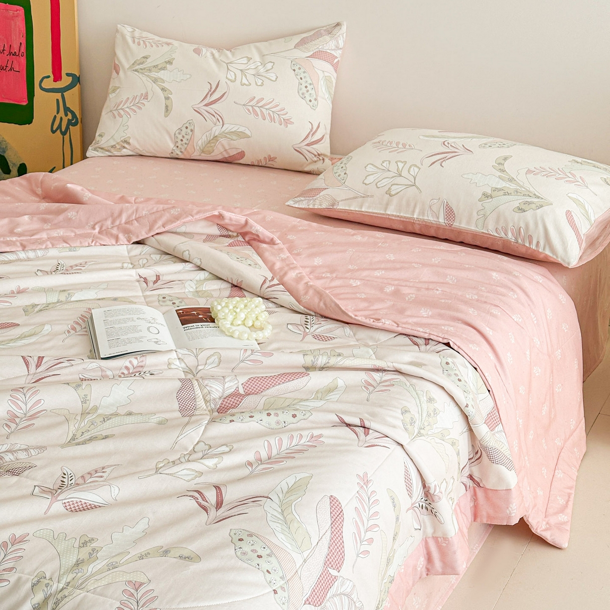 91家纺网 家纺一手货源 找家纺 梵克保罗 2026春夏新款10A抗菌全棉印花夏被被子被芯空调被 多巴胺粉