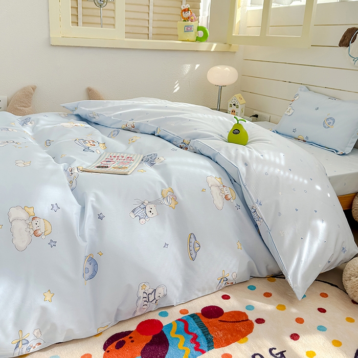 91家纺网 家纺一手货源 找家纺 良佐生活  2026年新款A类铂金精梳全棉学生三件套 太空探险