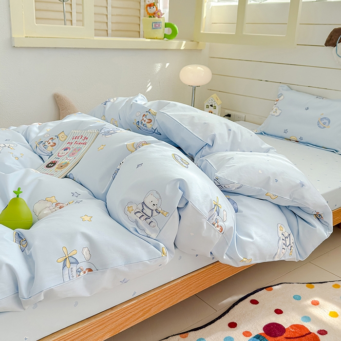 91家纺网 家纺一手货源 找家纺 良佐生活  2026年新款A类铂金精梳全棉学生三件套 太空探险