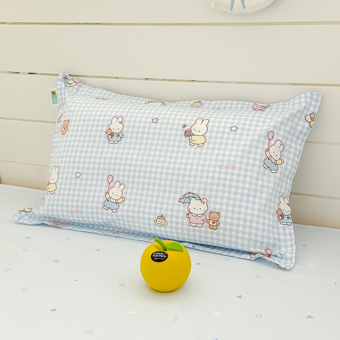 91家纺网 家纺一手货源 找家纺 良佐生活  2026年新款A类铂金精梳全棉学生三件套 乐兔蓝