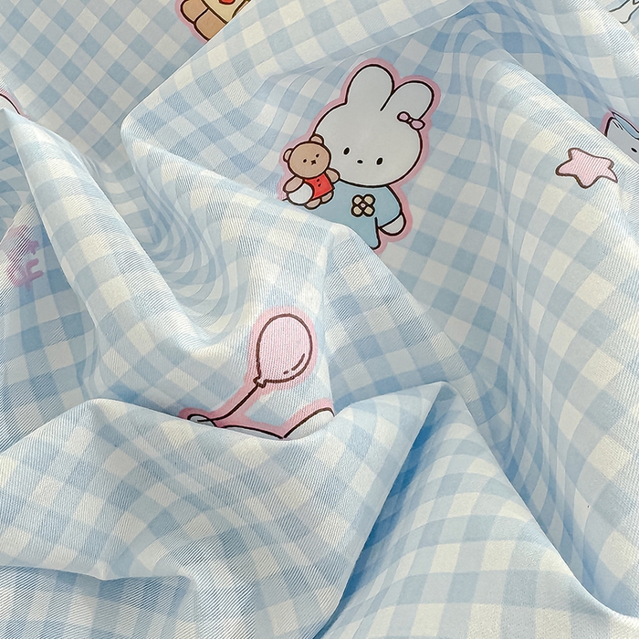 91家纺网 家纺一手货源 找家纺 良佐生活  2026年新款A类铂金精梳全棉学生三件套 乐兔蓝