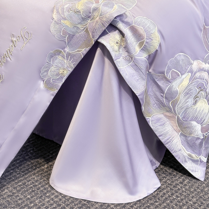 91家纺网 家纺一手货源 找家纺 2026新款高支高密刺绣四件套-花溪系列 花溪-优雅紫