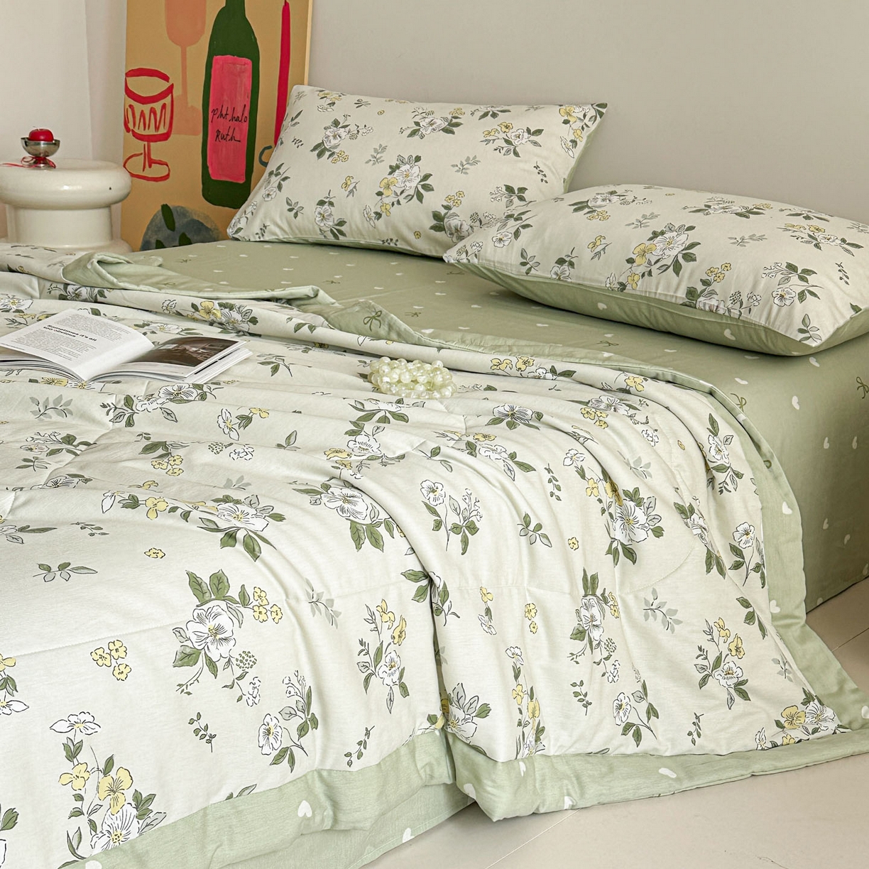 91家纺网 家纺一手货源 找家纺 梵克保罗 2026春夏新款10A抗菌全棉印花夏被被子被芯空调被 花香雪