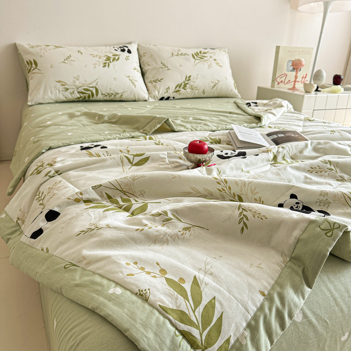 91家纺网 家纺一手货源 找家纺 梵克保罗 2026春夏新款10A抗菌全棉印花夏被被子被芯空调被 欢乐熊猫