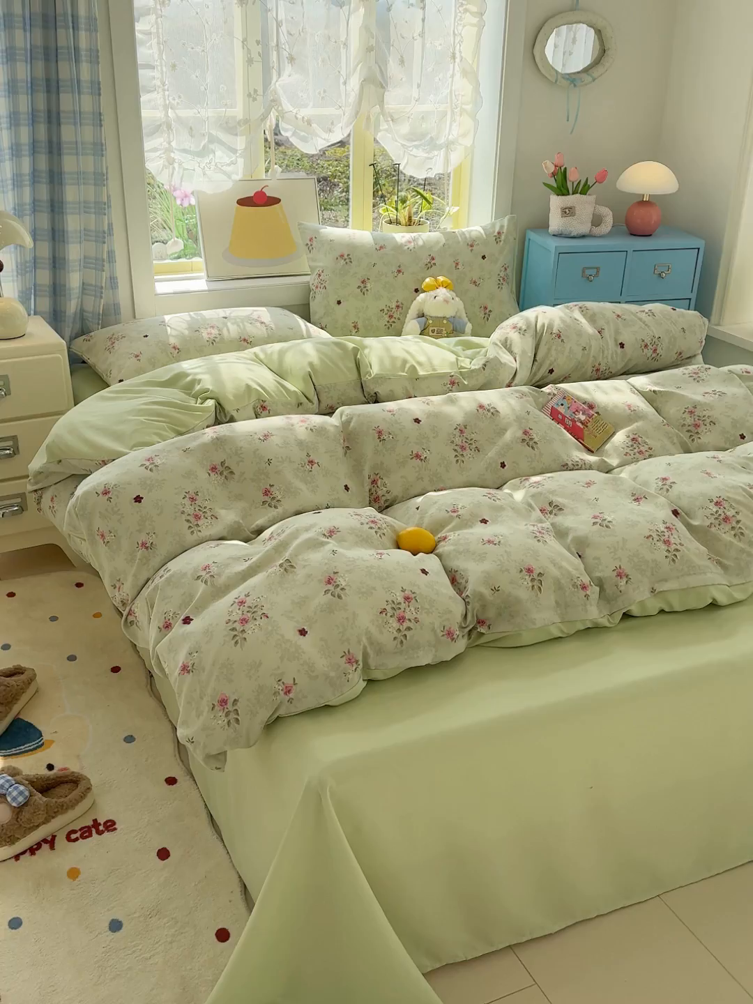 91家纺网 家纺一手货源 找家纺 铺尚美家纺 2026新款A类古法水洗仿棉云感纱四件套 玫瑰庄园