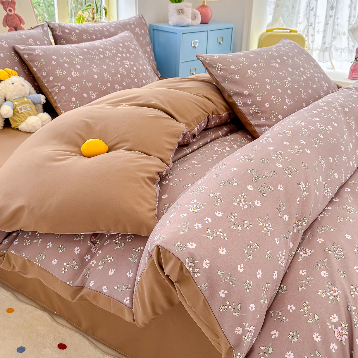 铺尚美家纺 2026新款A类古法水洗仿棉云感纱四件套 蔷薇花语