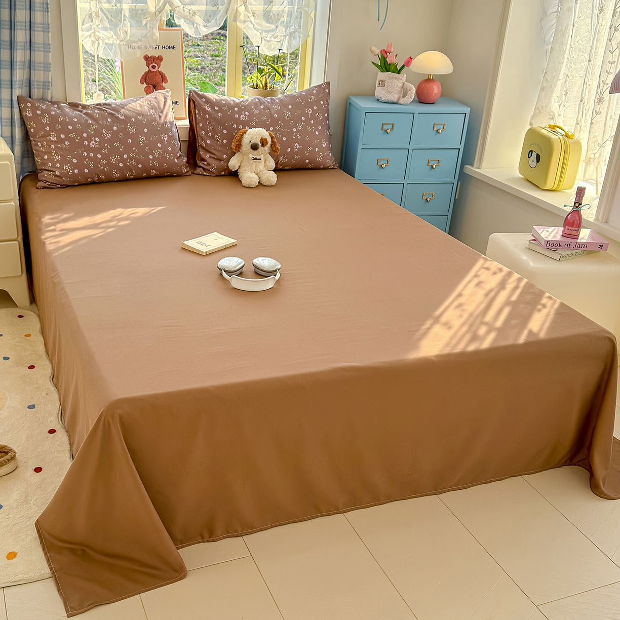 91家纺网 家纺一手货源 找家纺 铺尚美家纺 2026新款A类古法水洗仿棉云感纱四件套 蔷薇花语