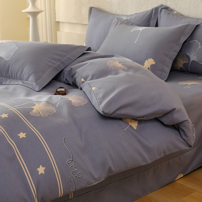 91家纺网 家纺一手货源 找家纺 幸嘉轩 2025新款全棉秋冬加厚保暖喷气磨毛纯棉印花四件套 风中倩影灰