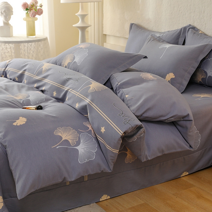 91家纺网 家纺一手货源 找家纺 幸嘉轩 2025新款全棉秋冬加厚保暖喷气磨毛纯棉印花四件套 风中倩影灰