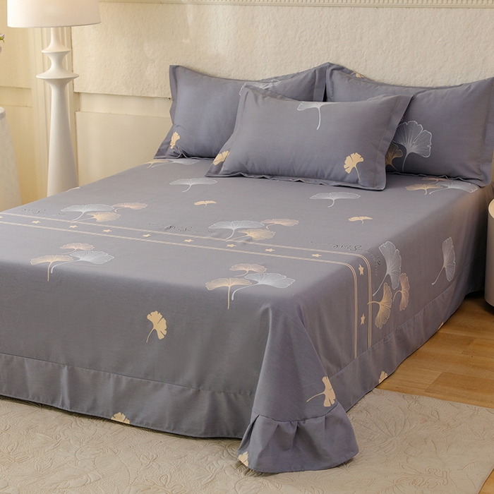 91家纺网 家纺一手货源 找家纺 幸嘉轩 2025新款全棉秋冬加厚保暖喷气磨毛纯棉印花四件套 风中倩影灰