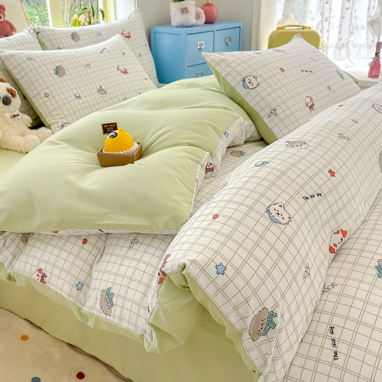 铺尚美家纺 2026新款A类古法水洗仿棉云感纱四件套 小奶团