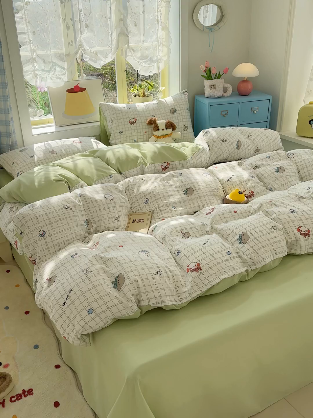 91家纺网 家纺一手货源 找家纺 铺尚美家纺 2026新款A类古法水洗仿棉云感纱四件套 小奶团