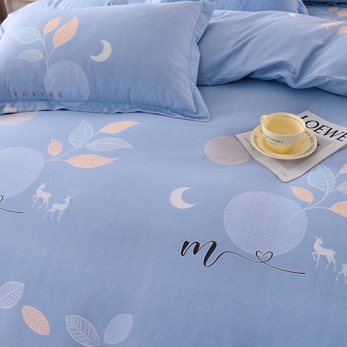 91家纺网 家纺一手货源 找家纺 幸嘉轩 2025新款全棉秋冬加厚保暖喷气磨毛纯棉印花四件套 四季飘香-蓝