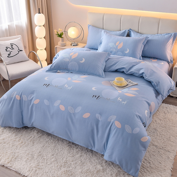 91家纺网 家纺一手货源 找家纺 幸嘉轩 2025新款全棉秋冬加厚保暖喷气磨毛纯棉印花四件套 四季飘香-蓝