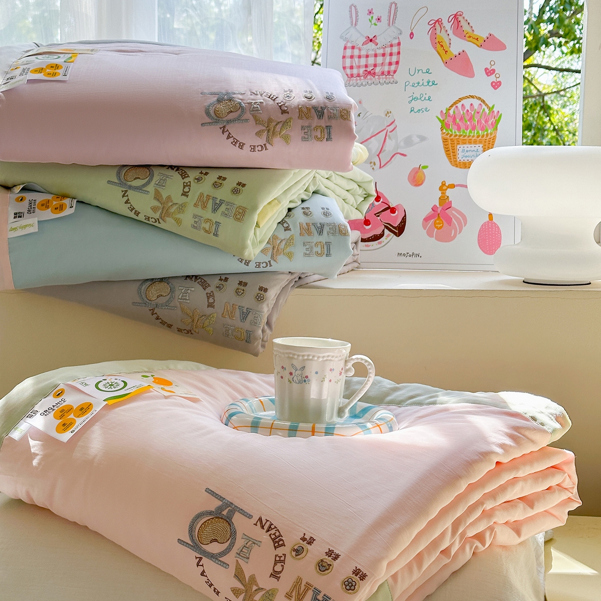 91家纺网 家纺一手货源 找家纺 （总）摩时 2026春夏新款天丝莱赛尔大豆纤维被纯色系列夏凉被空调被