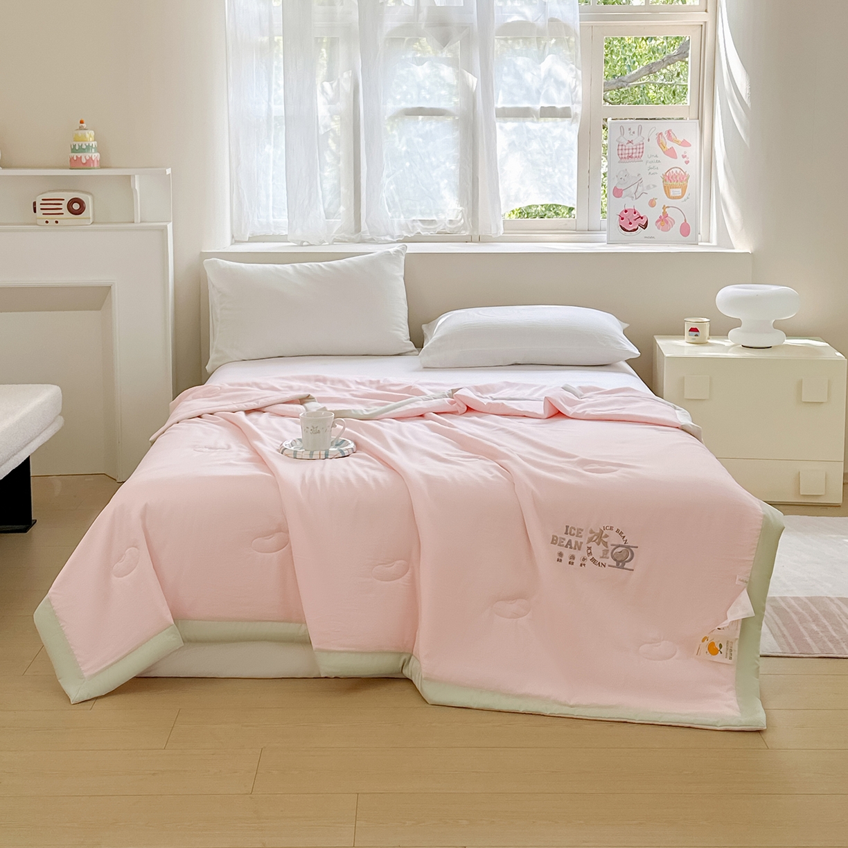摩时 2026春夏新款天丝莱赛尔大豆纤维被纯色系列夏凉被空调被 樱花粉