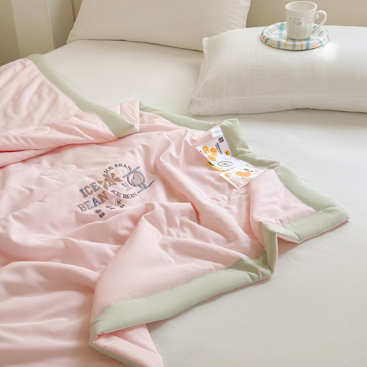 91家纺网 家纺一手货源 找家纺 摩时 2026春夏新款天丝莱赛尔大豆纤维被纯色系列夏凉被空调被 樱花粉