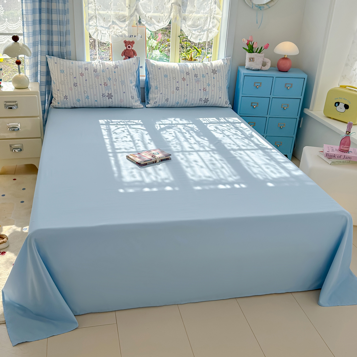 91家纺网 家纺一手货源 找家纺 铺尚美家纺 2026新款A类古法水洗仿棉云感纱四件套 雪花世界