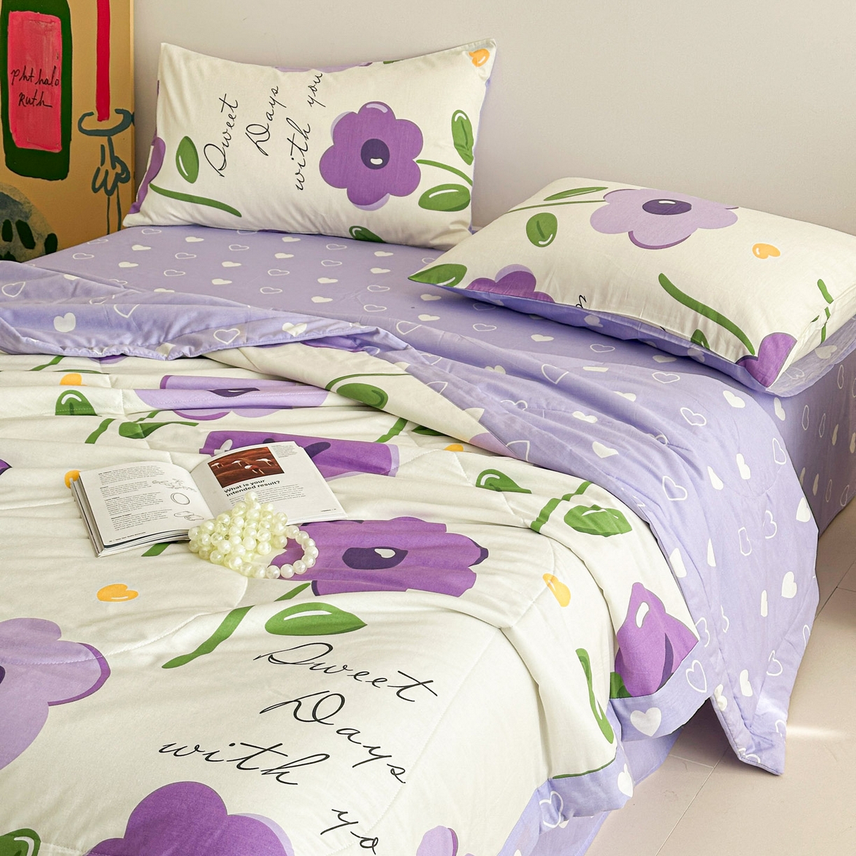 91家纺网 家纺一手货源 找家纺 梵克保罗 2026春夏新款10A抗菌全棉印花夏被被子被芯空调被 幽梦紫曦