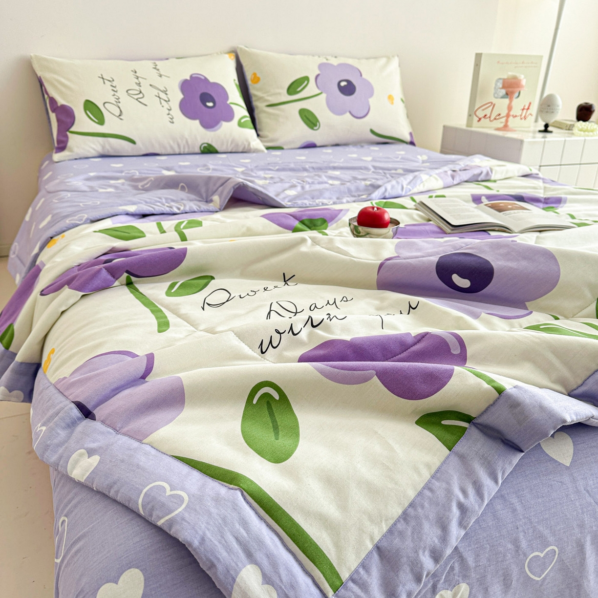 91家纺网 家纺一手货源 找家纺 梵克保罗 2026春夏新款10A抗菌全棉印花夏被被子被芯空调被 幽梦紫曦