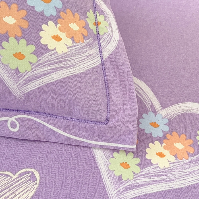 91家纺网 家纺一手货源 找家纺 幸嘉轩 2025新款全棉秋冬加厚保暖喷气磨毛纯棉印花四件套 甜美梦境-紫