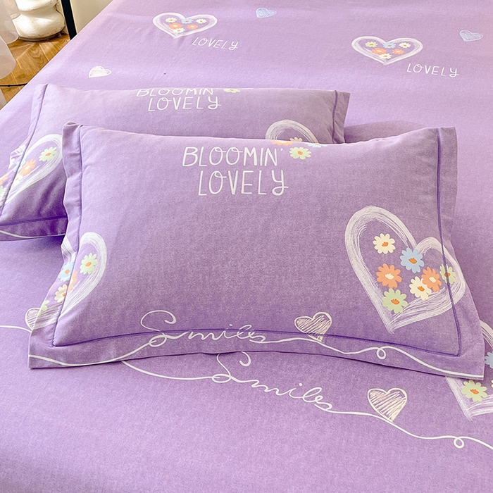 91家纺网 家纺一手货源 找家纺 幸嘉轩 2025新款全棉秋冬加厚保暖喷气磨毛纯棉印花四件套 甜美梦境-紫