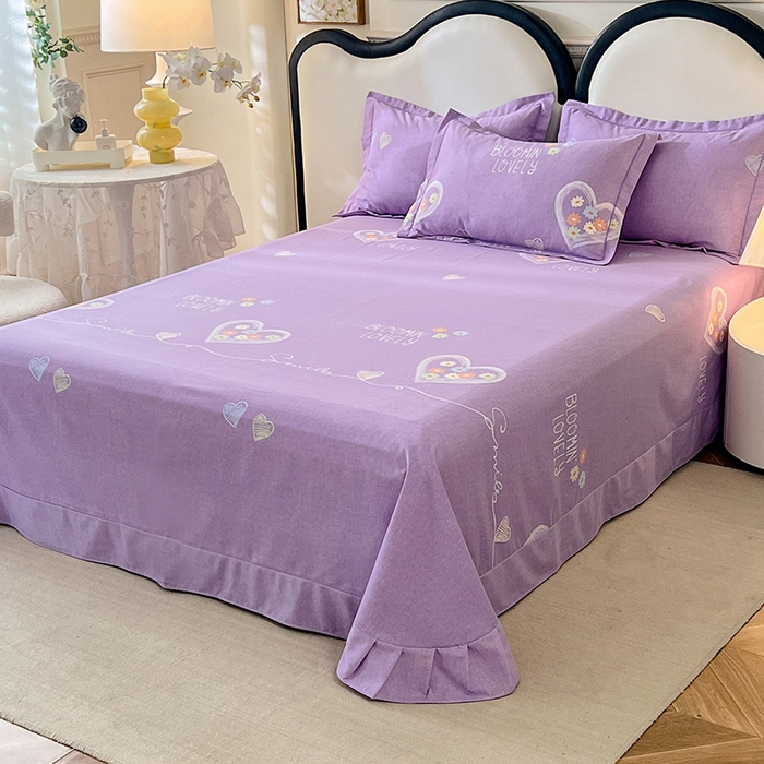 91家纺网 家纺一手货源 找家纺 幸嘉轩 2025新款全棉秋冬加厚保暖喷气磨毛纯棉印花四件套 甜美梦境-紫