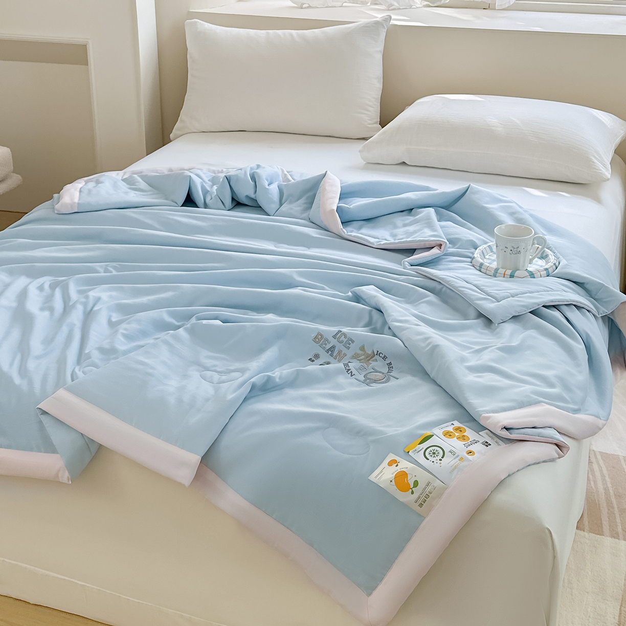 91家纺网 家纺一手货源 找家纺 摩时 2026春夏新款天丝莱赛尔大豆纤维被纯色系列夏凉被空调被 天际兰