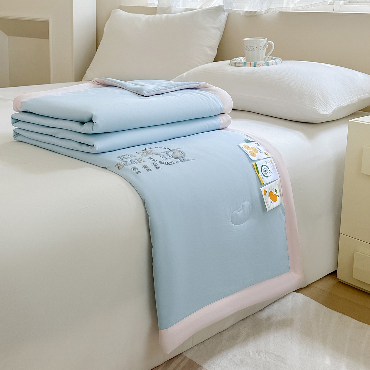 91家纺网 家纺一手货源 找家纺 摩时 2026春夏新款天丝莱赛尔大豆纤维被纯色系列夏凉被空调被 天际兰