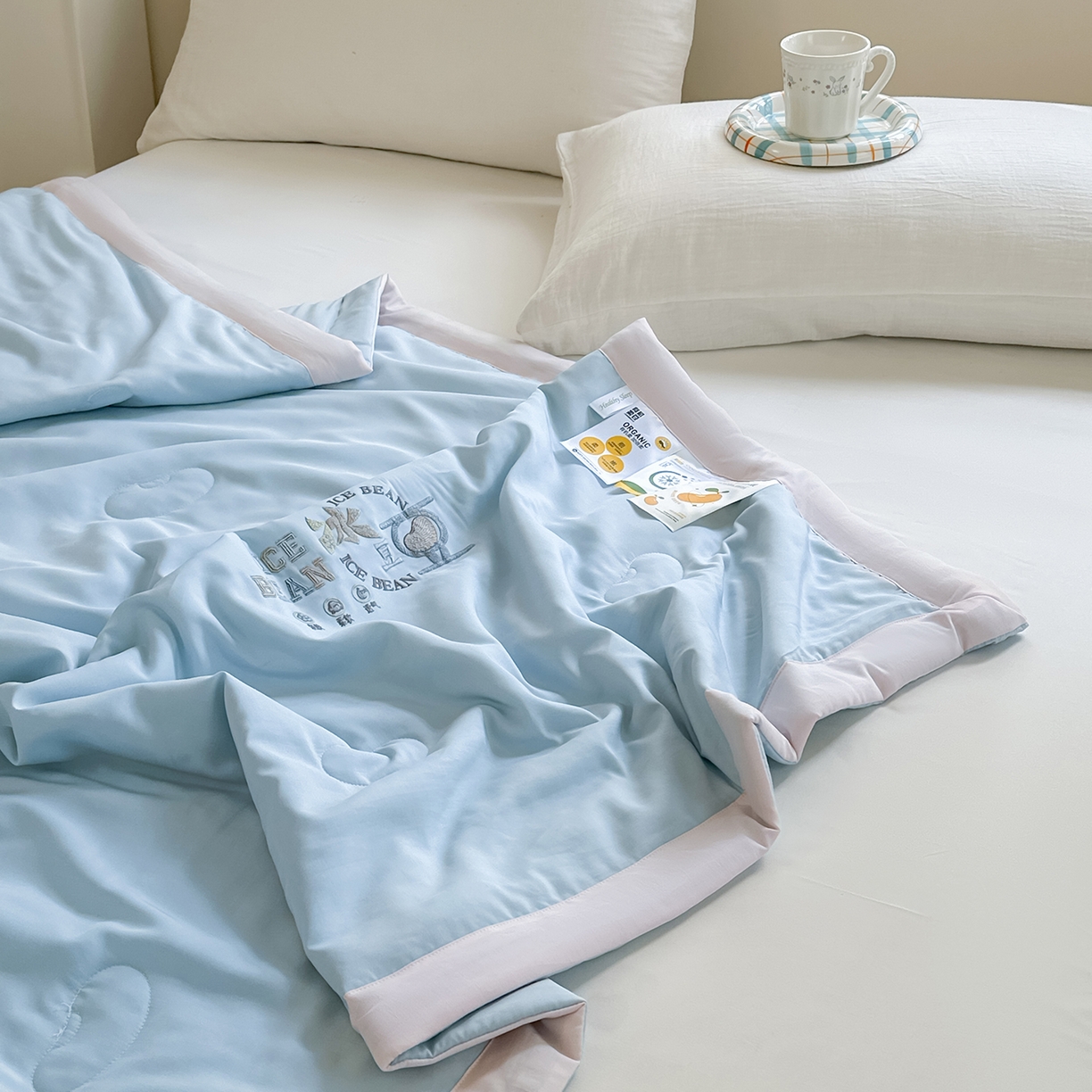 91家纺网 家纺一手货源 找家纺 摩时 2026春夏新款天丝莱赛尔大豆纤维被纯色系列夏凉被空调被 天际兰