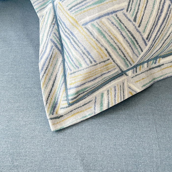 91家纺网 家纺一手货源 找家纺 幸嘉轩 2025新款全棉秋冬加厚保暖喷气磨毛纯棉印花四件套 曼迪-蓝