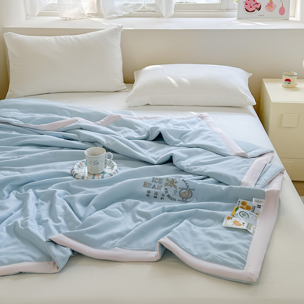 91家纺网 家纺一手货源 找家纺 摩时 2026春夏新款天丝莱赛尔大豆纤维被纯色系列夏凉被空调被 天际兰