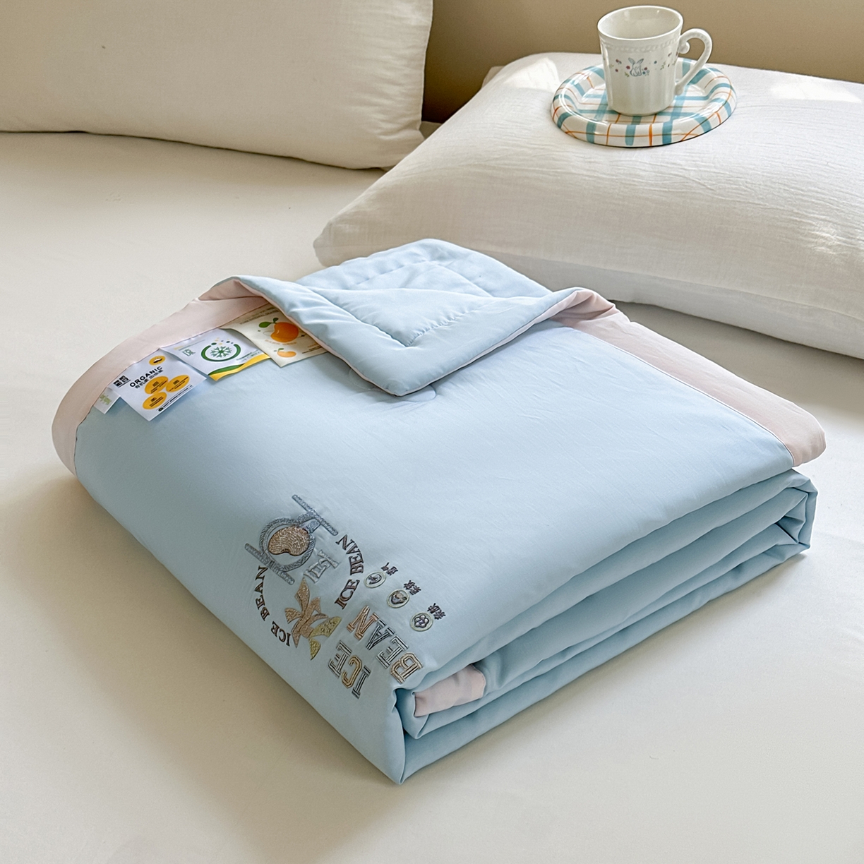 91家纺网 家纺一手货源 找家纺 摩时 2026春夏新款天丝莱赛尔大豆纤维被纯色系列夏凉被空调被 天际兰